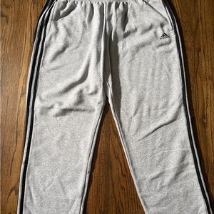 Adidas Light Gray Joggers with Black Stripes